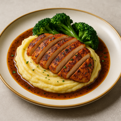 Cajun Chicken with Creamy Garlic Mash